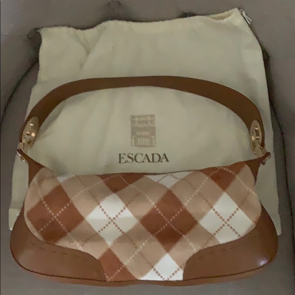 Escada Handbags - Escada Argule tan & white calf hair bag